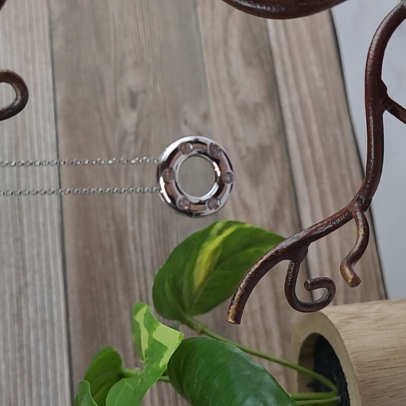 SILVER CIRCLE OF LIFE CZ PENDANT & CHAIN - Picture 1 of 8